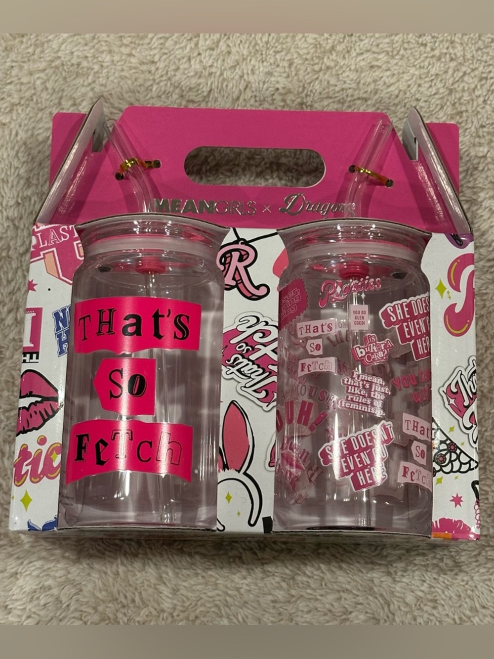 NWT mean girls x dragon glassware glass cups set